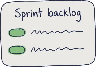 Hand-drawn sprint backlog generated from a meeting