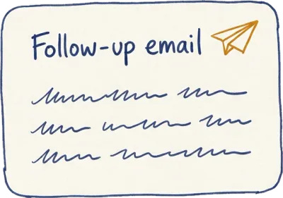 Hand-drawn follow-up email generated from a meeting